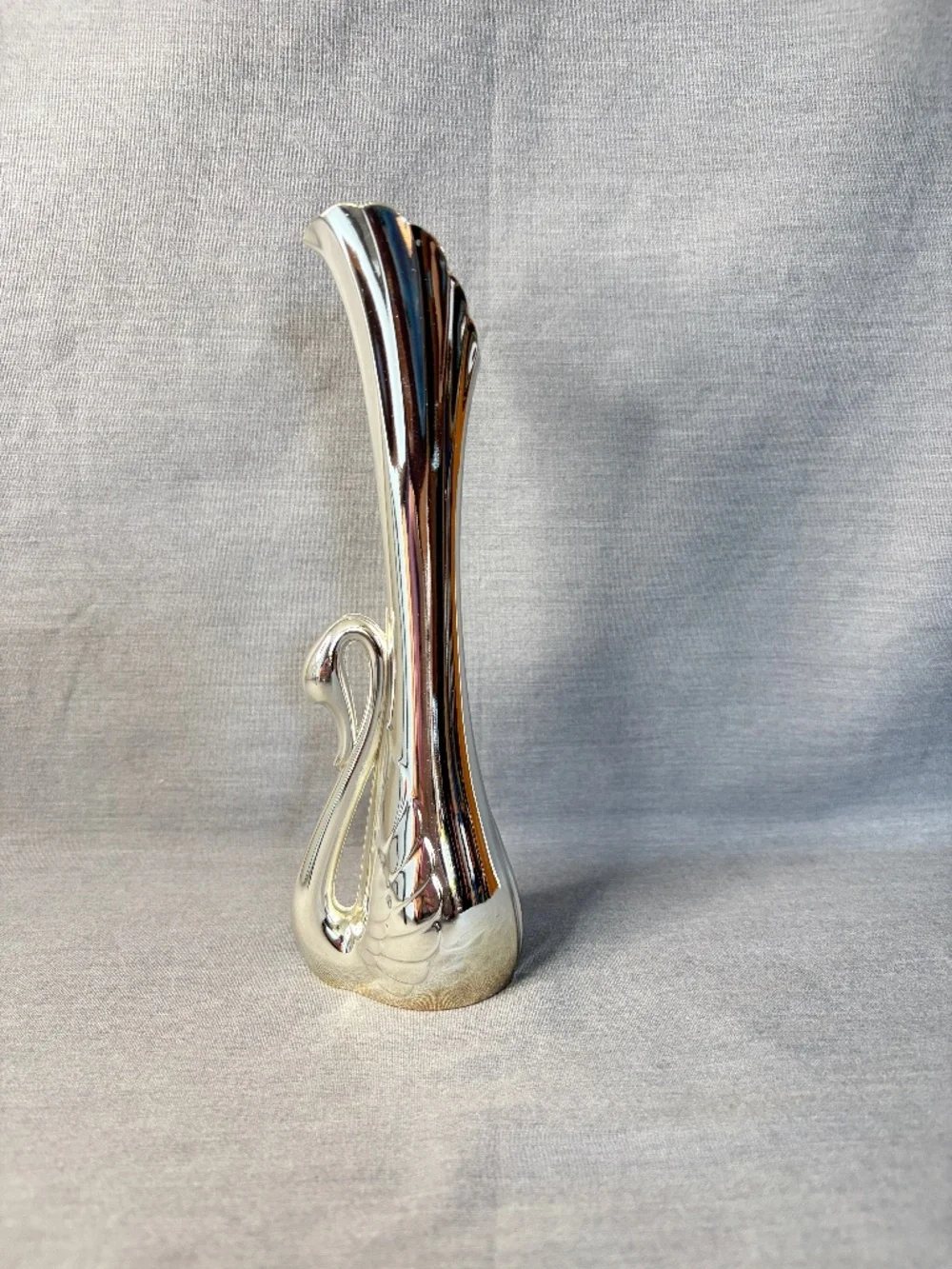 Vintage Silver Plated Swan Bud Vase Art Deco MCM 7